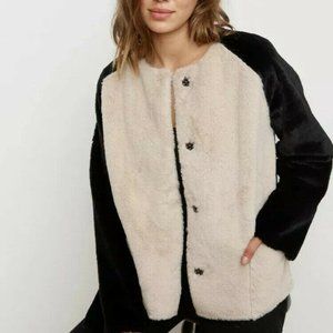 NWT Velvet by Graham & Spencer black white 2 tone faux fur gorgeous jacket
